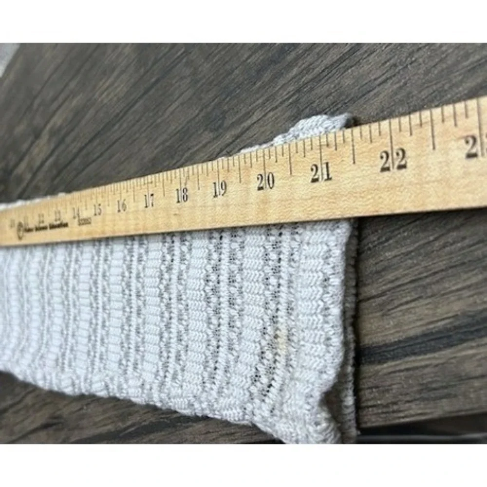Xhilaration Womens S Gray Knit Sweater Lace Inset Lagenlook Raw Seams Semi-Sheer